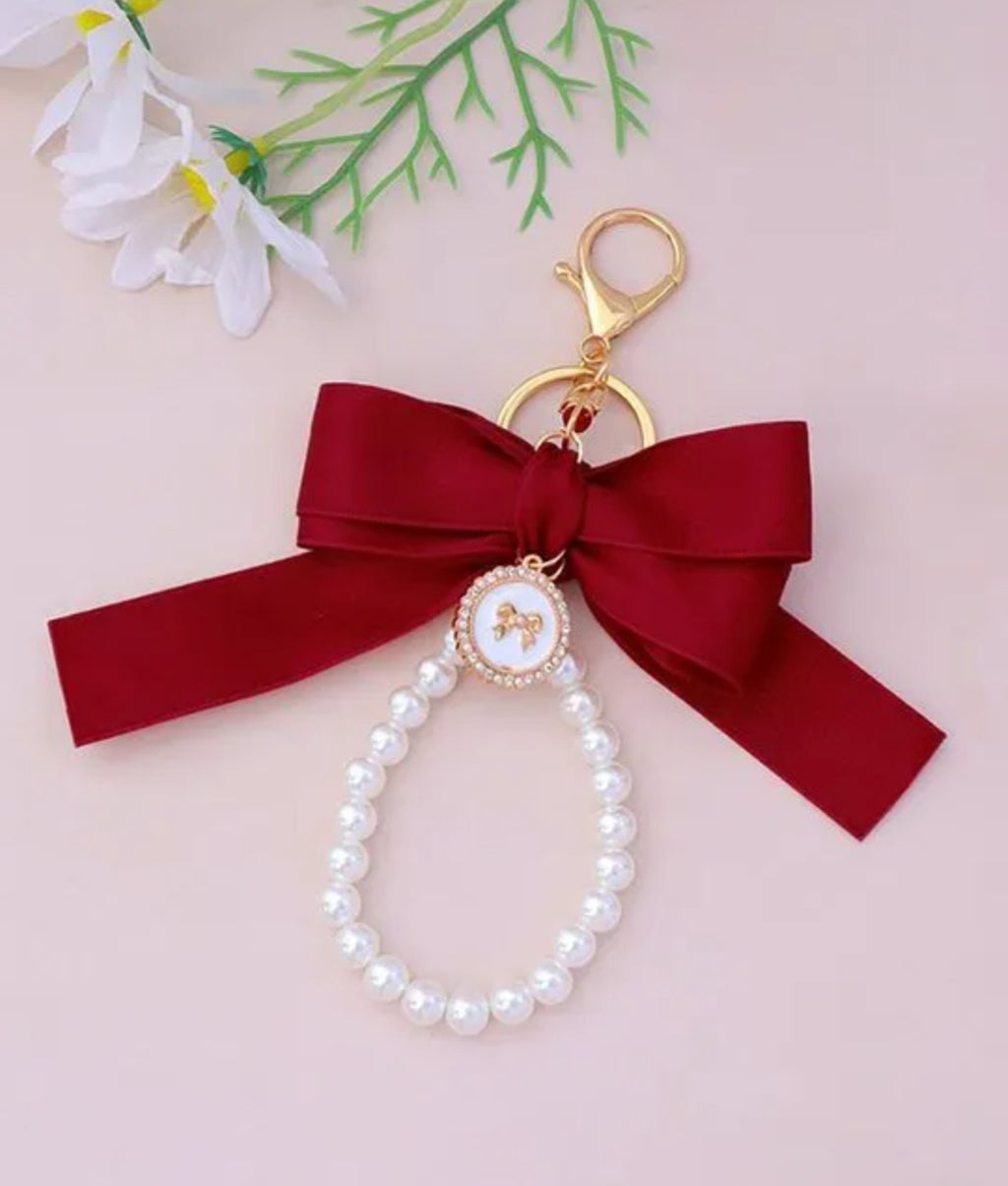 Bow and Pearl Bag Charm
