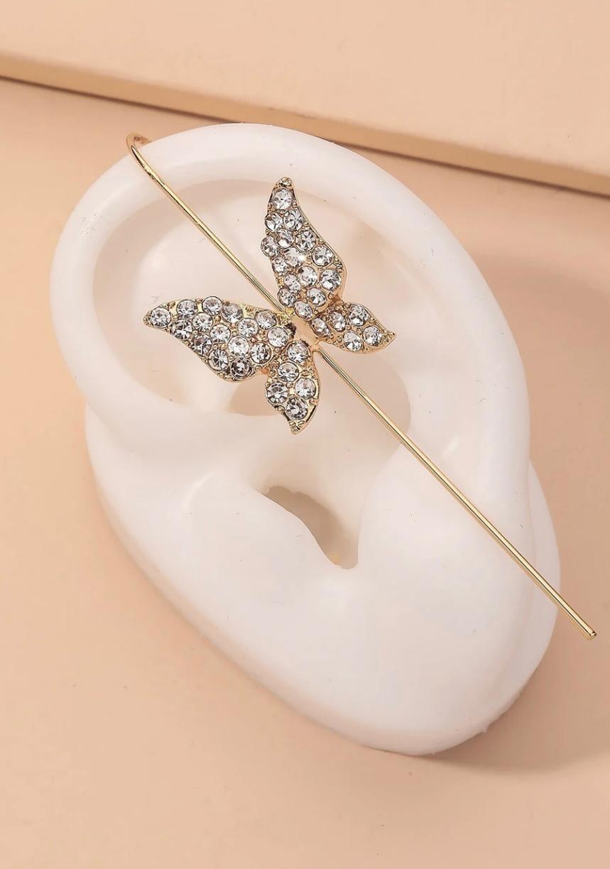 Rhinestone Butterfly Ear cuff