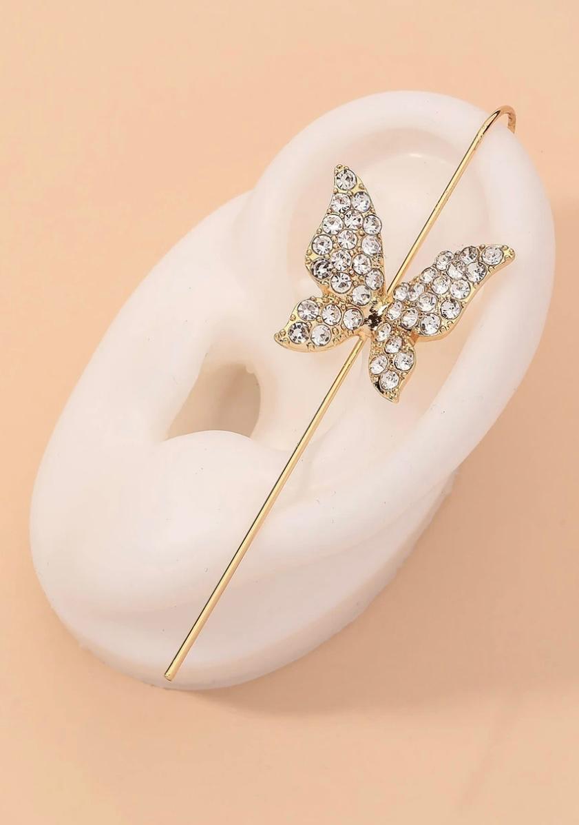 Rhinestone Butterfly Ear cuff