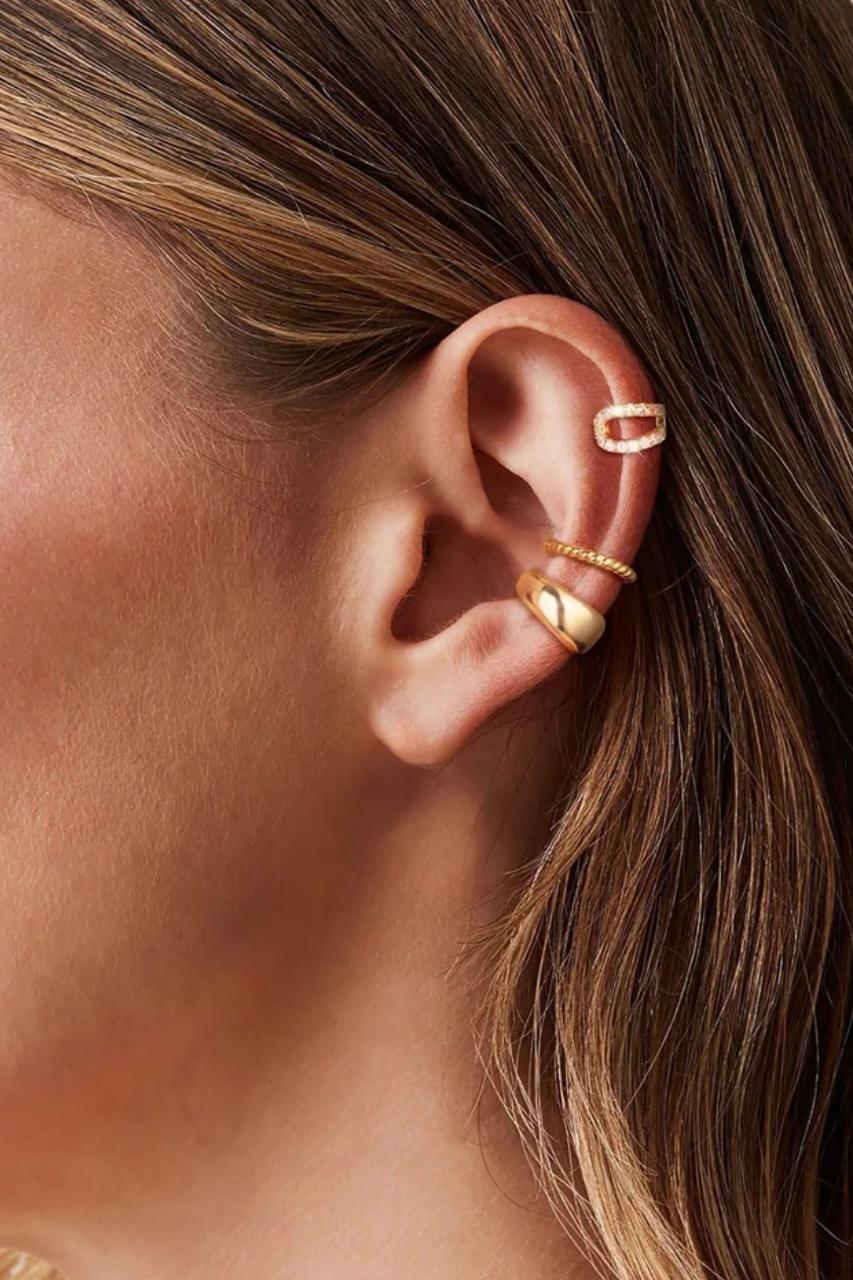 Golden ear cuff set of 3