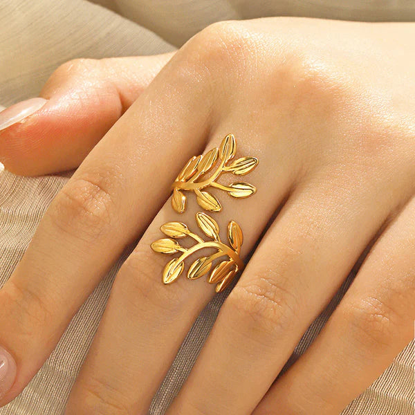 Leaf Themed Adjustable Finger Ring