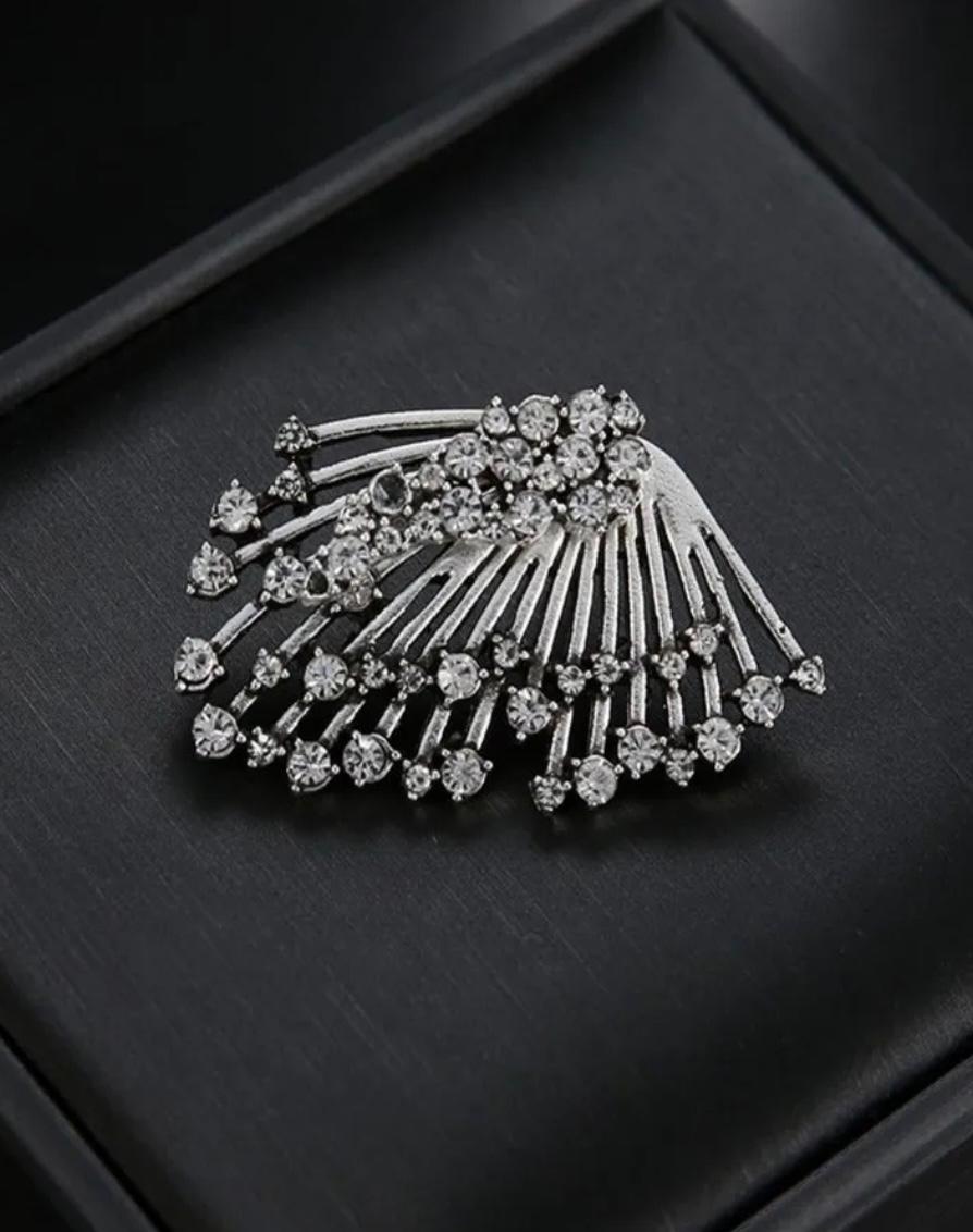 Asymmetrical Silver Rhinestone stud