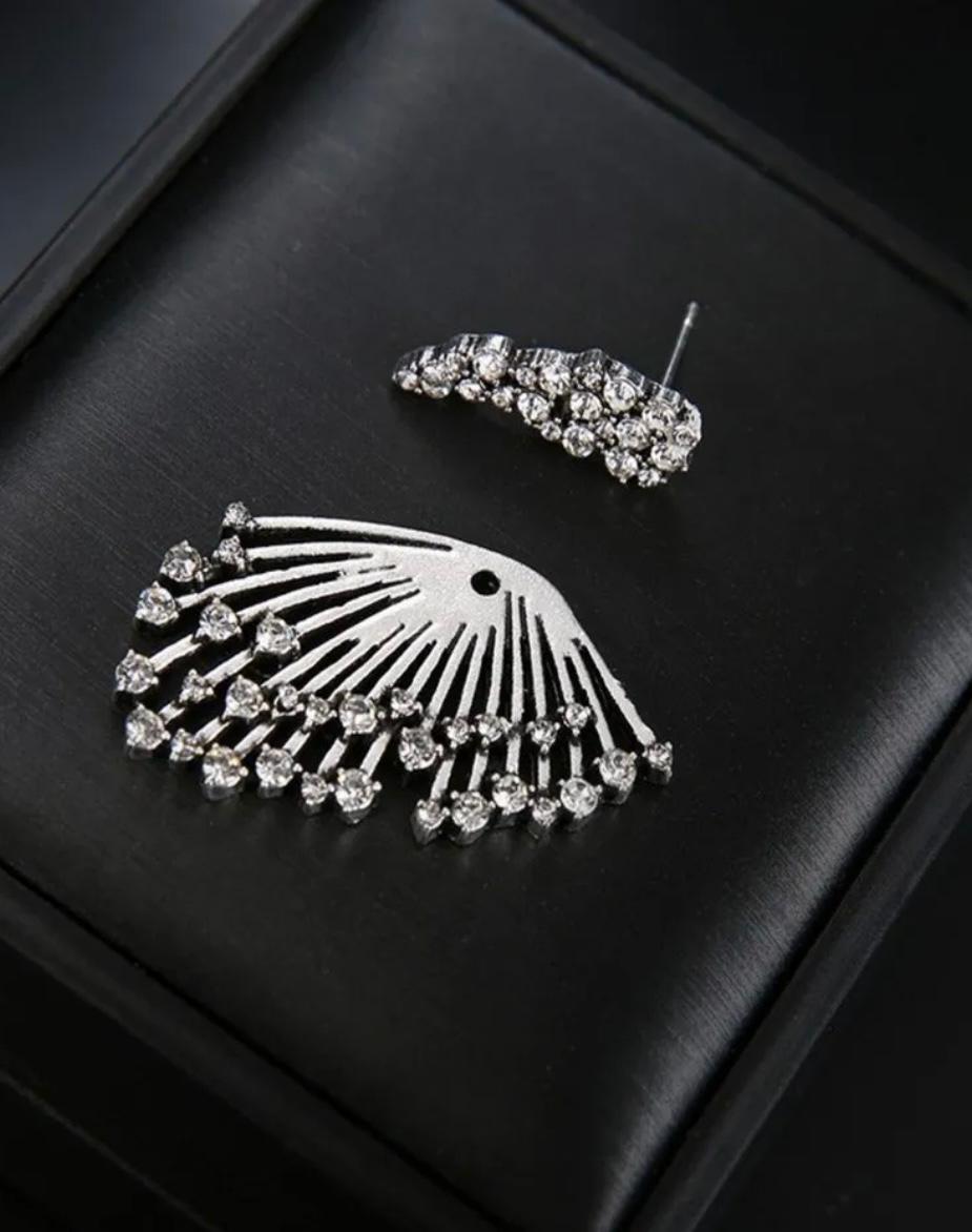 Asymmetrical Silver Rhinestone stud