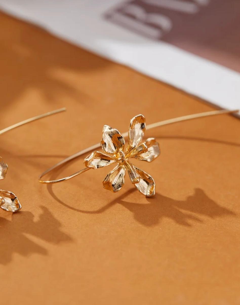 Golden Flower Themed Earrings