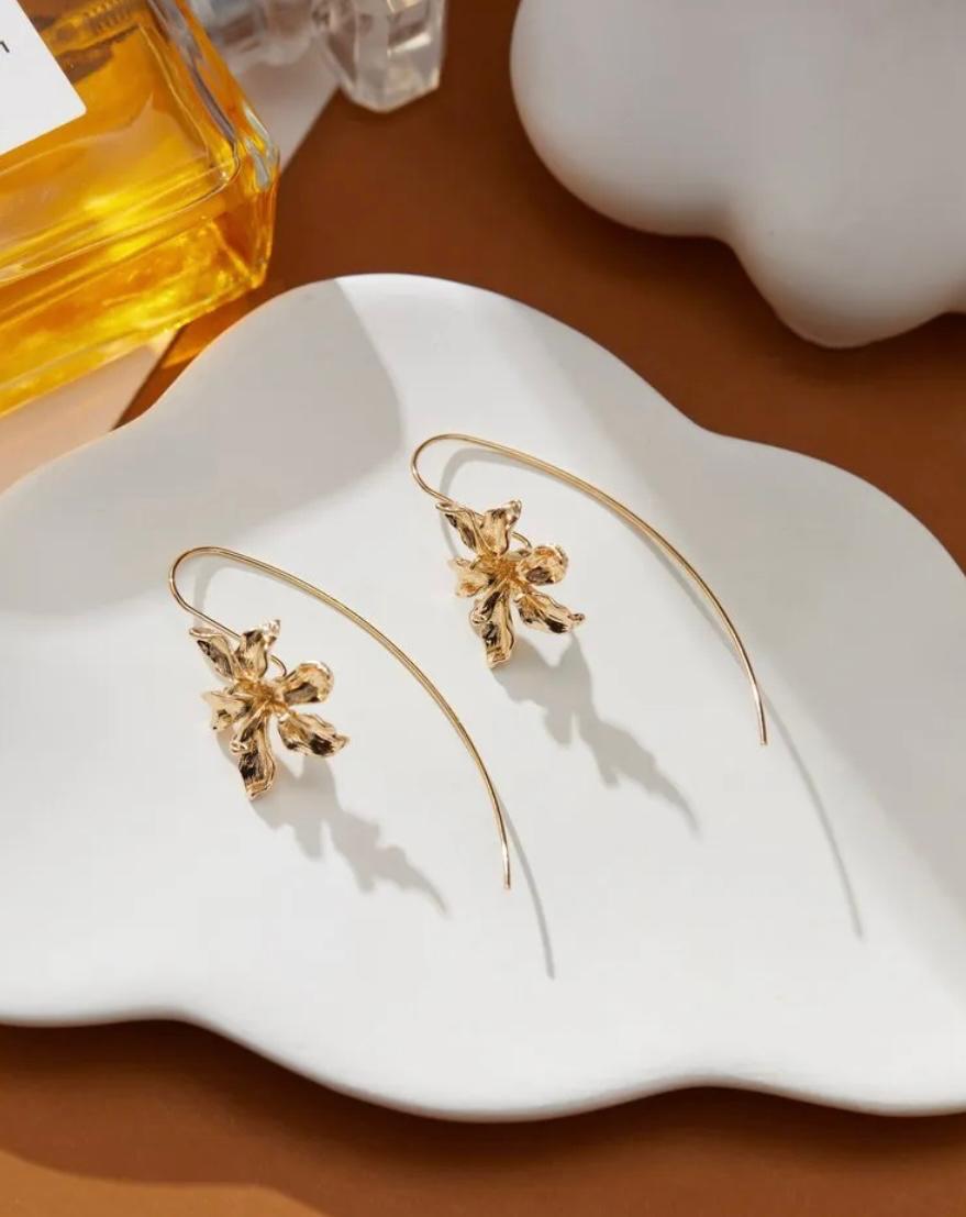 Golden Flower Themed Earrings