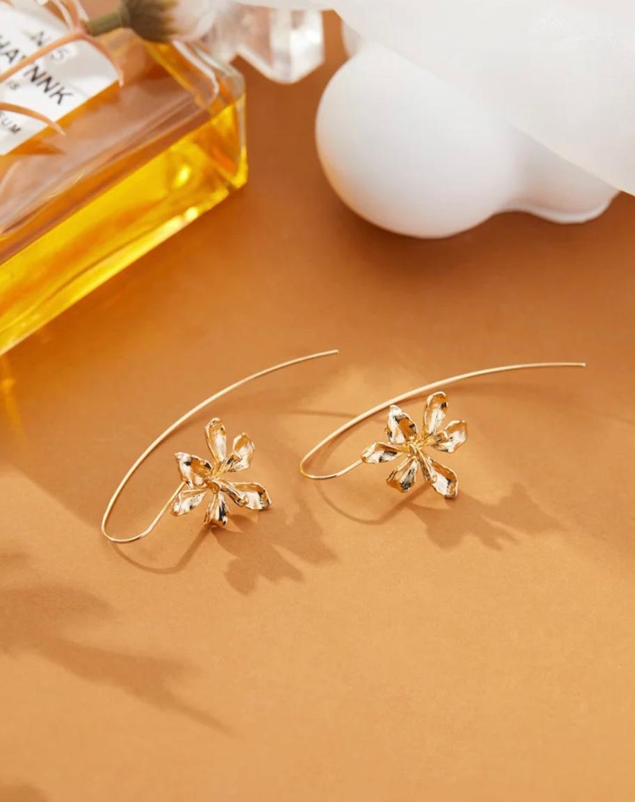 Golden Flower Themed Earrings