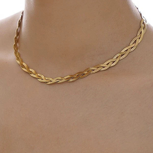 Thick Snake Chain Triple Strand Necklace