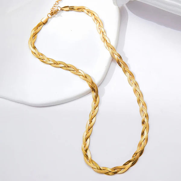 Thick Snake Chain Triple Strand Necklace