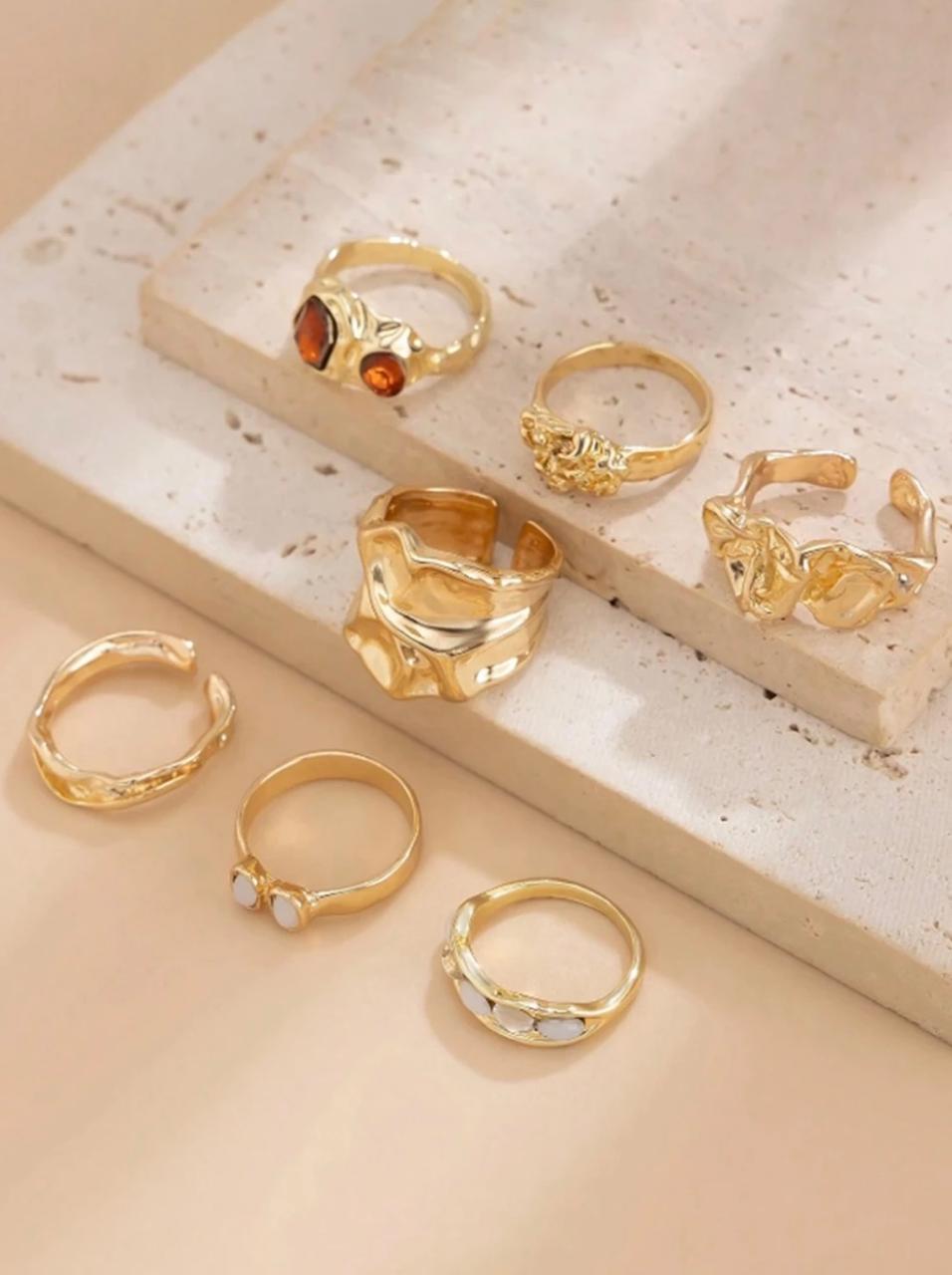 Stone Statement Ring Set of 7