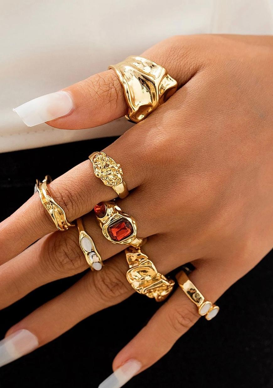 Stone Statement Ring Set of 7