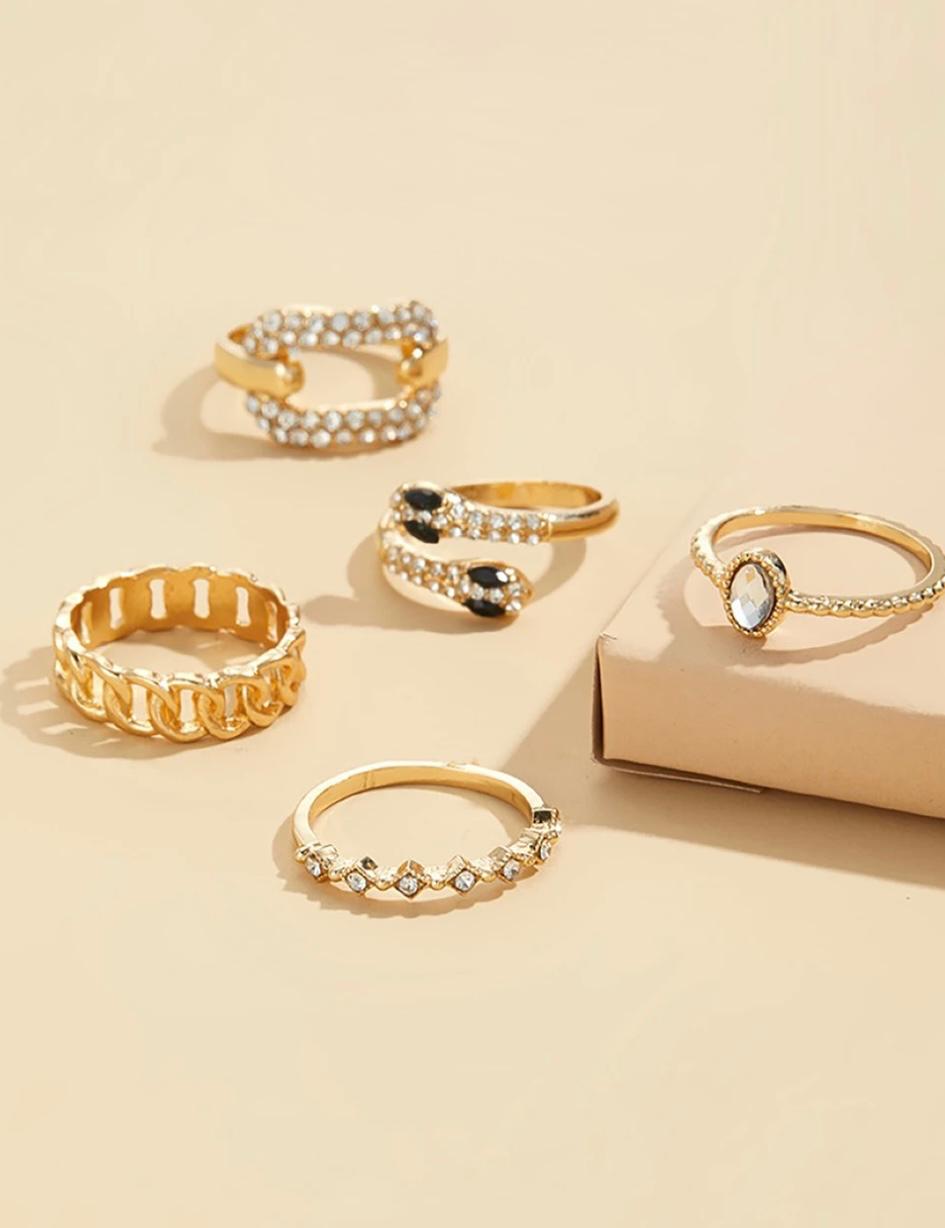 Rhinestone ring set of 4