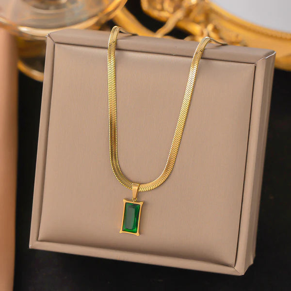 Green Emerald Geometric Pendant