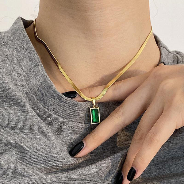 Green Emerald Geometric Pendant