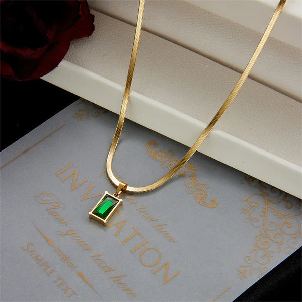 Green Emerald Geometric Pendant