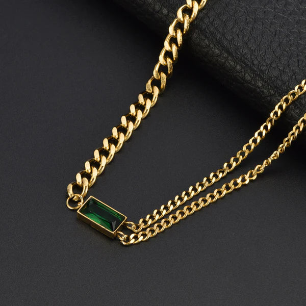 Green Emerald Geometric Pendant