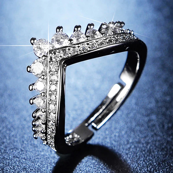 V Shape Anti Tarnish Adjustable Finger Ring