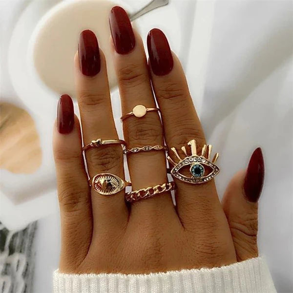 Evil Eye Stackable Rings Set of 6