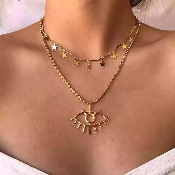 Double Layered Eye Designed Necklace