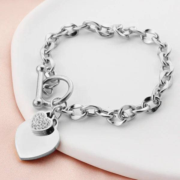 Silver Heart Themed Charm Bracelet