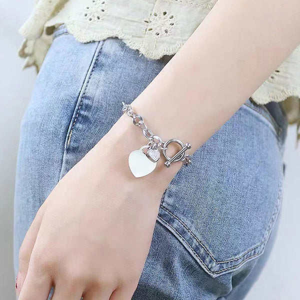 Silver Heart Themed Charm Bracelet