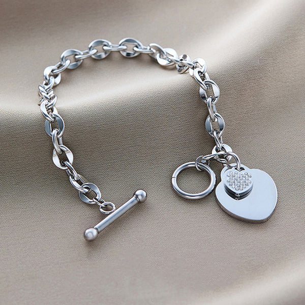 Silver Heart Themed Charm Bracelet