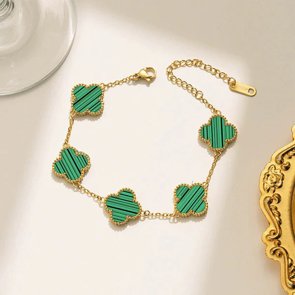 Green And Golden Clover Bracelet