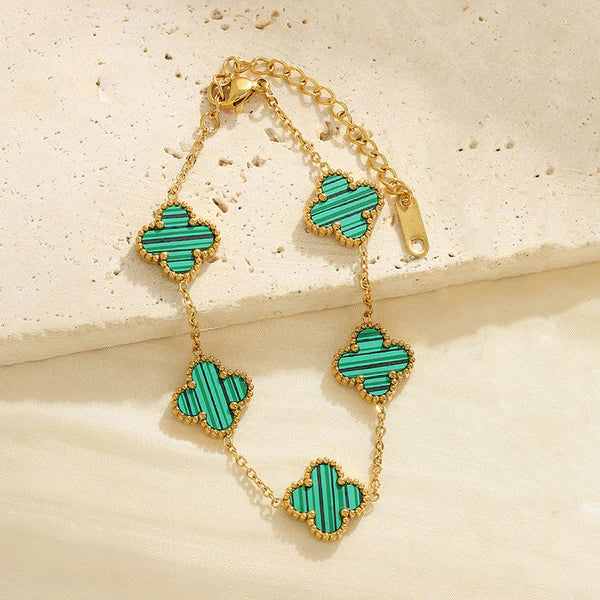 Green And Golden Clover Bracelet