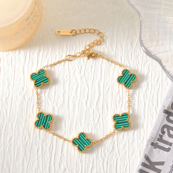 Green And Golden Clover Bracelet