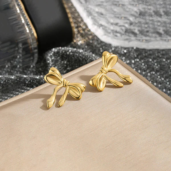 Golden Bow Themed Earrings