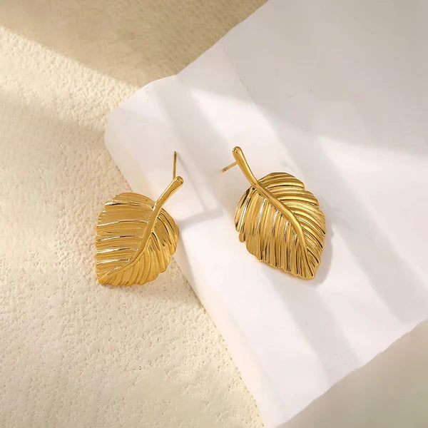 Leaf Shaped Stud Earrings