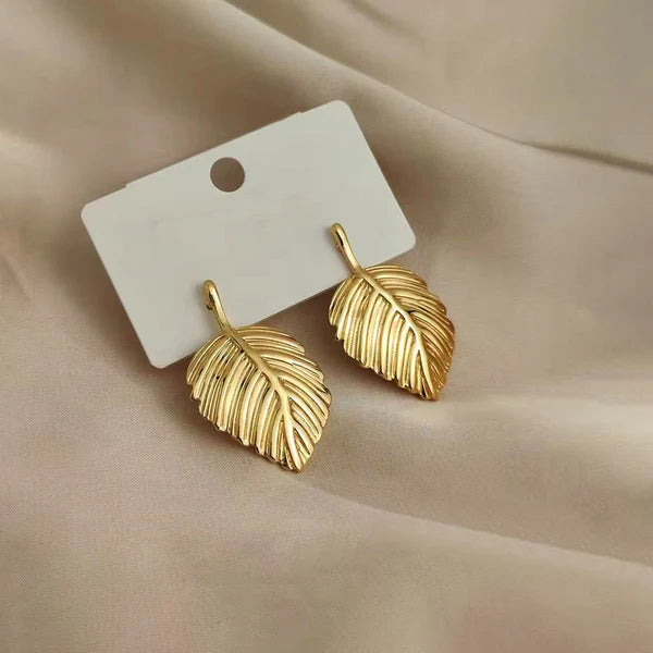 Leaf Shaped Stud Earrings