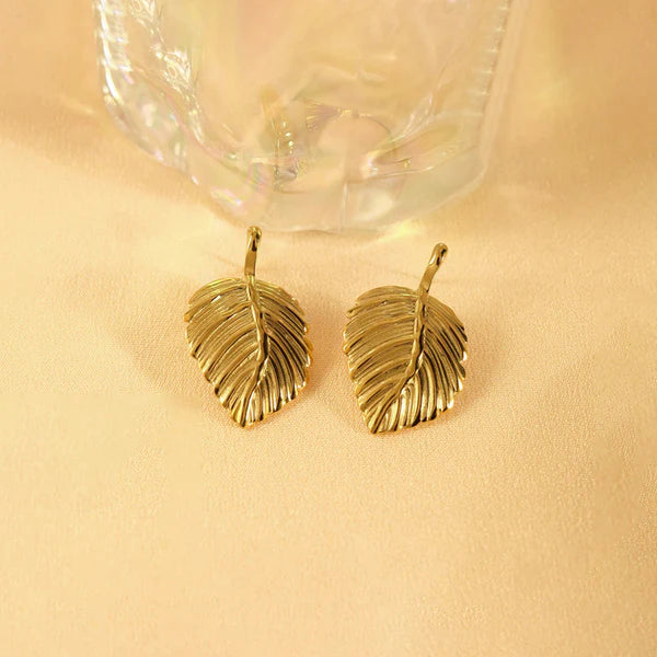 Leaf Shaped Stud Earrings