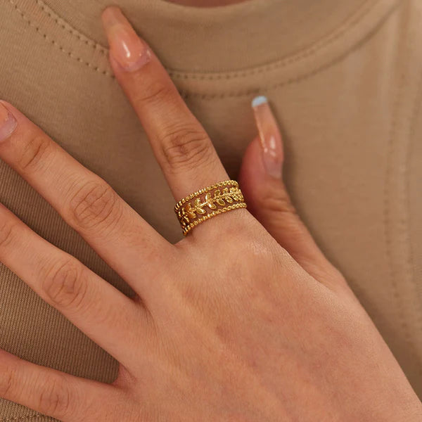 Golden Layer Patterned Ring