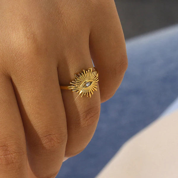 Evil Eye Themed Adjustable Ring