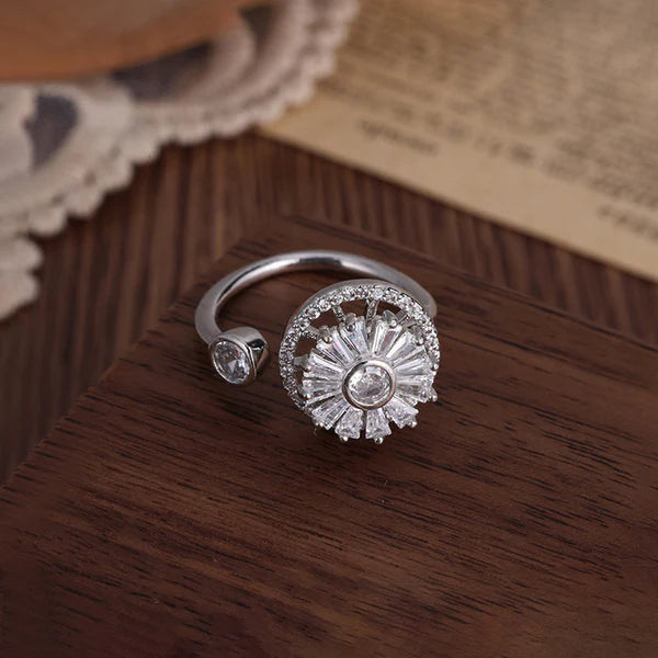 Round Flower Shape Rotatable Adjustable Ring