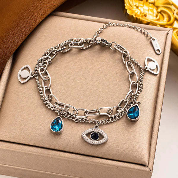Crystal Studded Evil Eye Bracelet