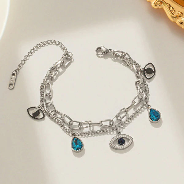 Crystal Studded Evil Eye Bracelet