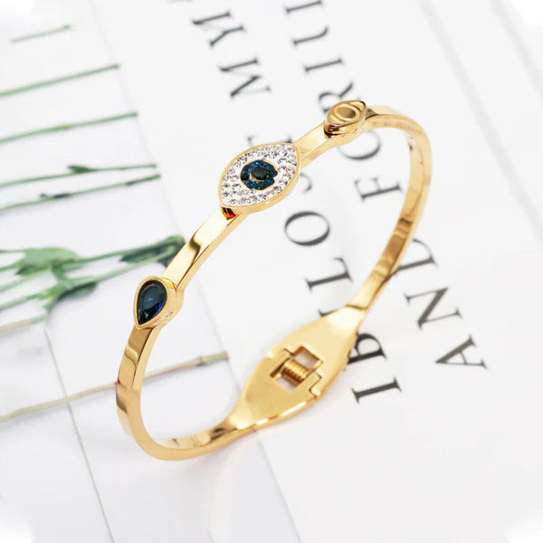 American Diamond Evil Eye Bangle-Style Bracelet