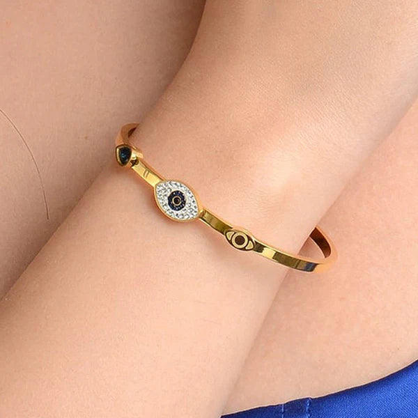 American Diamond Evil Eye Bangle-Style Bracelet