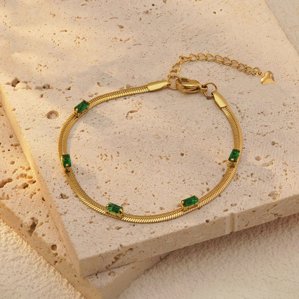 Green Emerald Studded Wraparound Bracelet