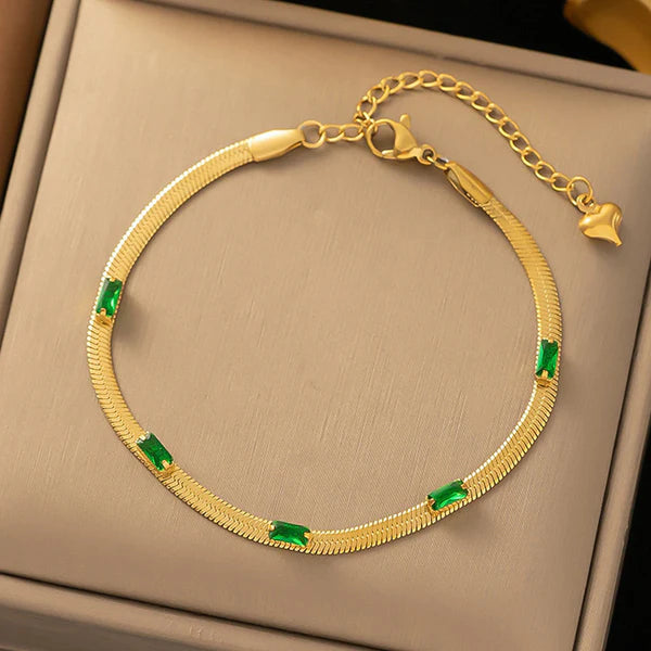 Green Emerald Studded Wraparound Bracelet