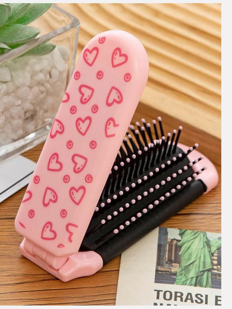 Pink Compact Hairbrush