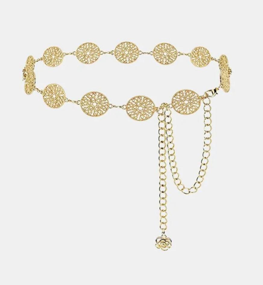 Geometric golden waist chain