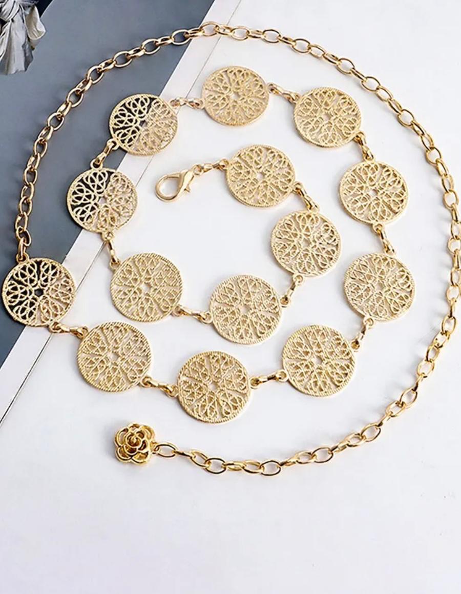 Geometric golden waist chain