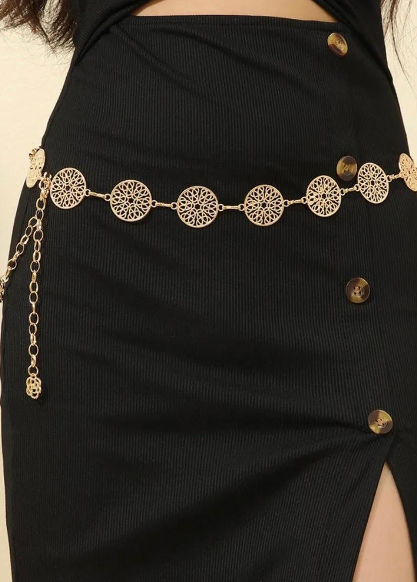 Geometric golden waist chain