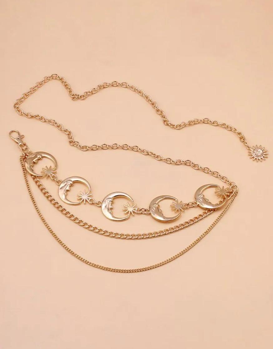 Exquisite solid golden waist chain