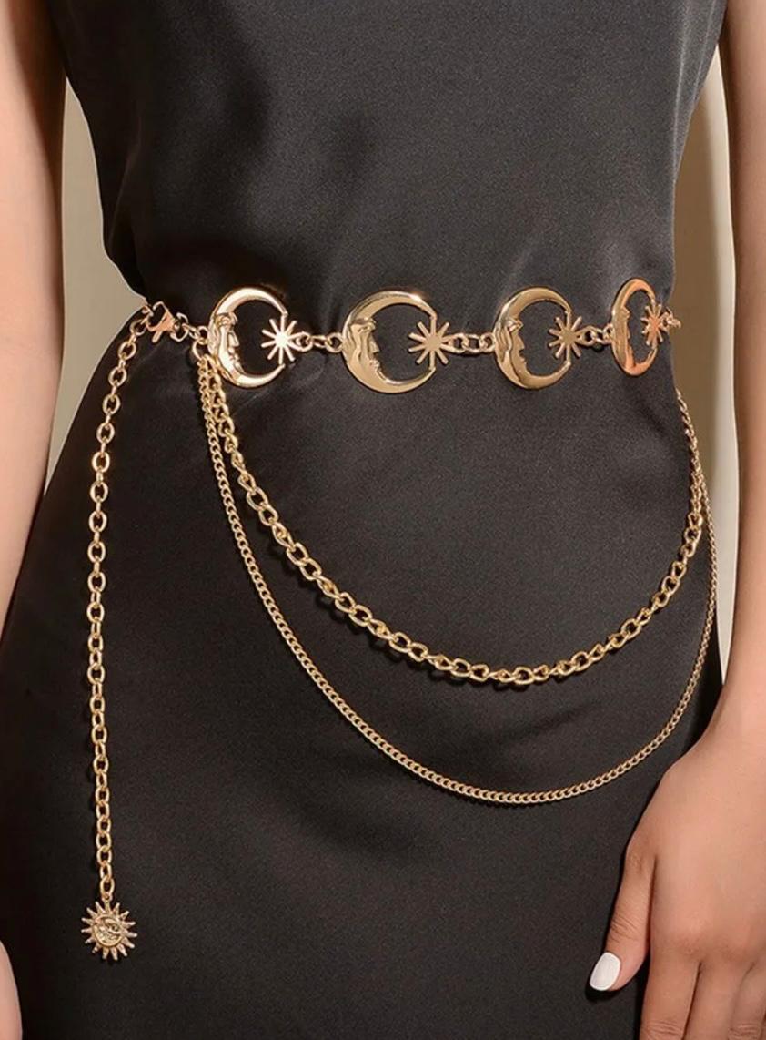 Exquisite solid golden waist chain