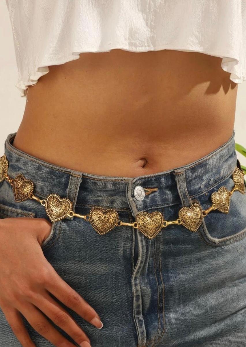 Oxidized Golden heart-shaped Waist chain