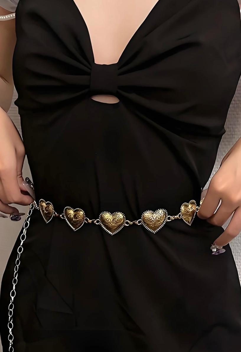 Oxidized Golden heart-shaped Waist chain