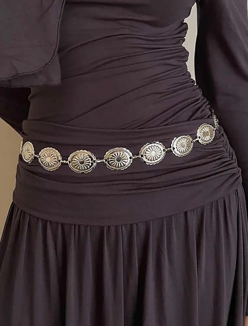 Silver floral waist chain